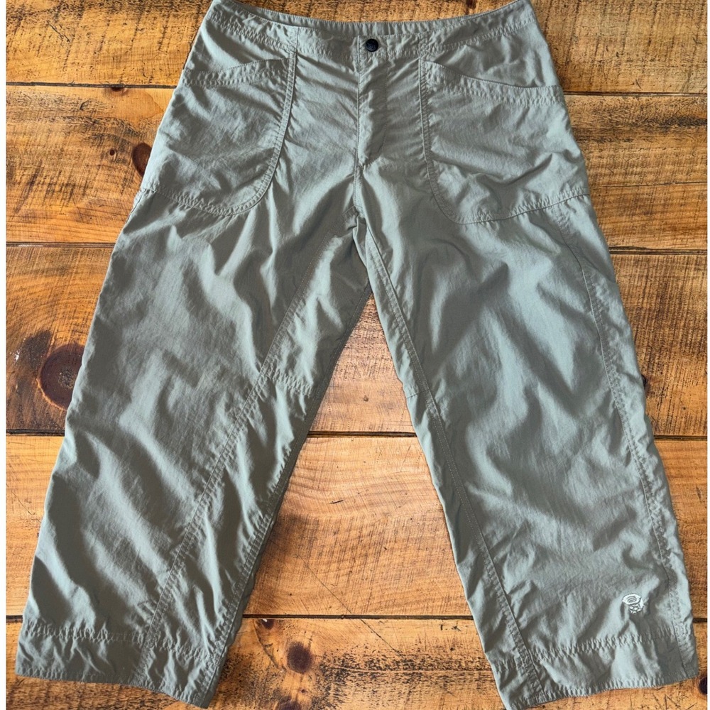 Mountain Hardwear Womens Olive Green Outdoor Hiking Cropped Capri Pants Size 6